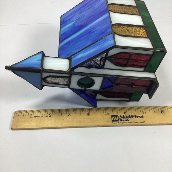 Stained Glass Church Multi Colored 5" x 7-1/2" x 4-1/2" - Picture 9 of 9